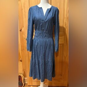 Tommy Hilfiger Long Sleeve Fit & Flare Chambray Dress size 10 NWT